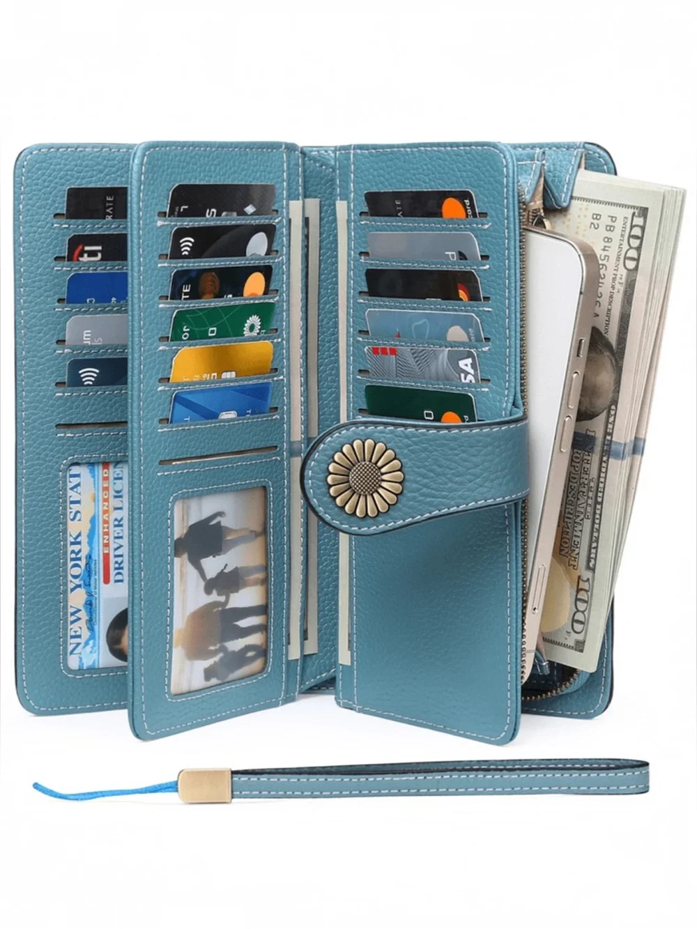 NEW 6981 Wallet Leather Large Capacity Wristlet Clutch Purse Credit Card Holder